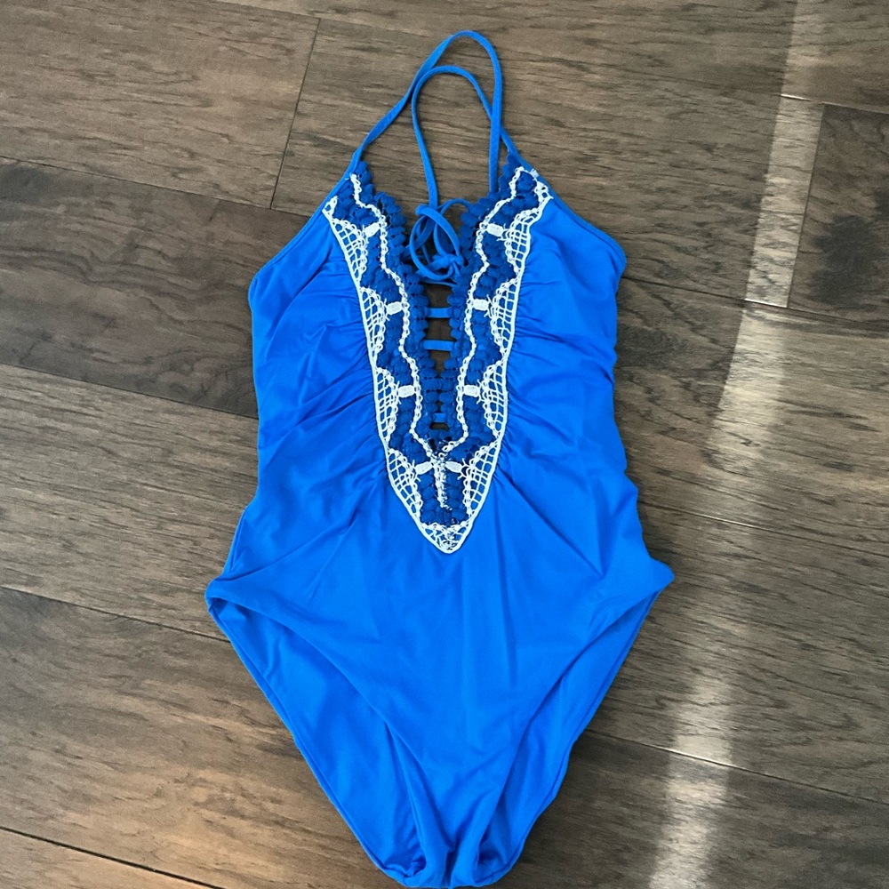 BECCA One Piece Swimsuit in Blue with Lace